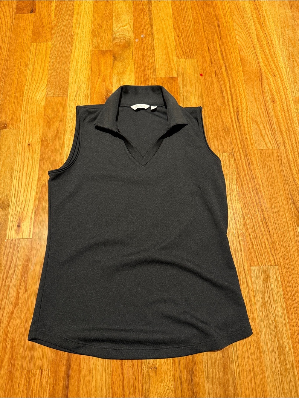 Lady Hagen Black Sleeveless Polo Tank
